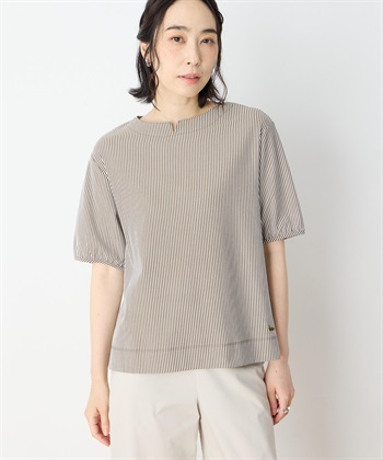 トリコットストライププルオーバー(ブラウン-M)