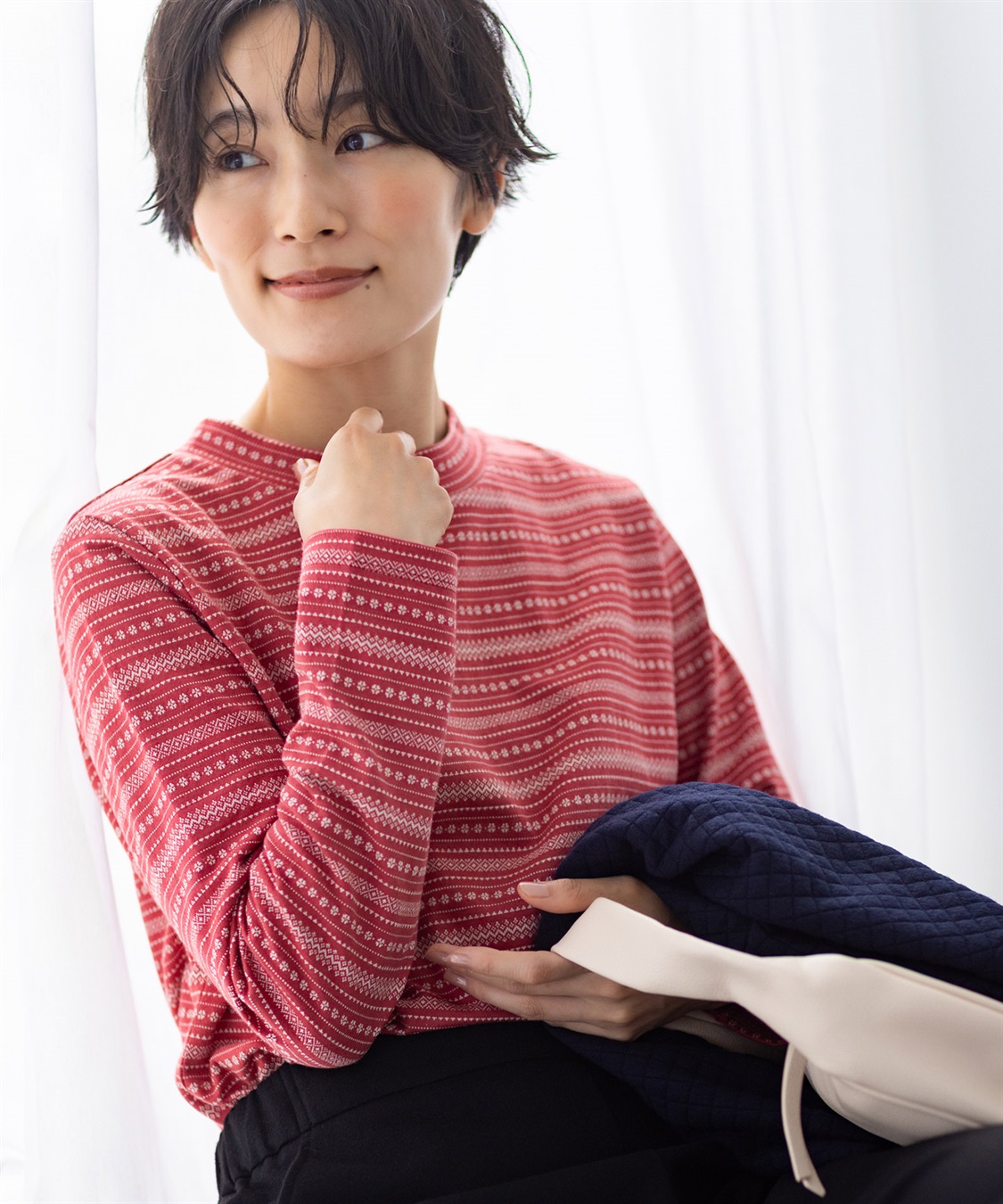 DECOY ジャガードボーダーハイネックプルオーバー_main