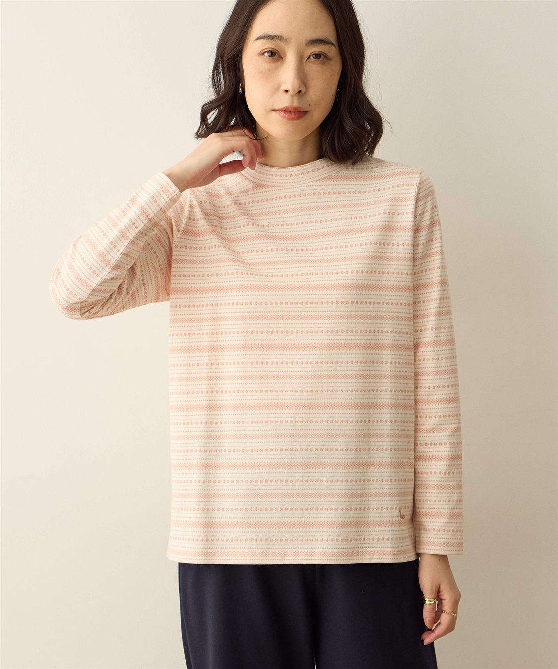 DECOY ジャガードボーダーハイネックプルオーバー_variation_1