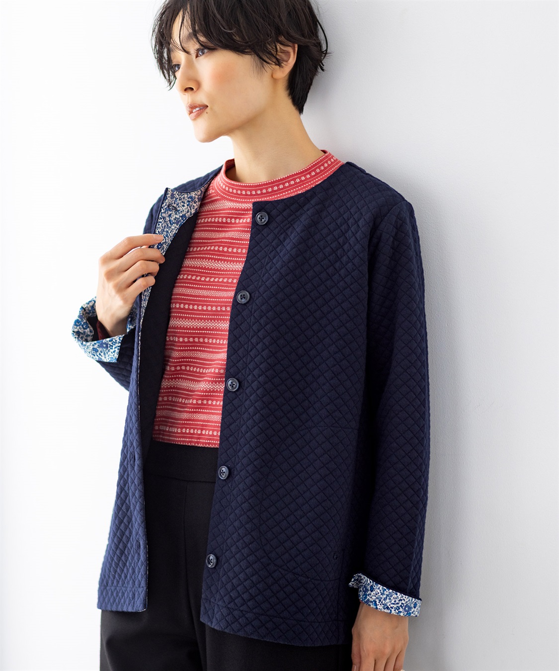 DECOY リバティプリントキルトカーディガン_main