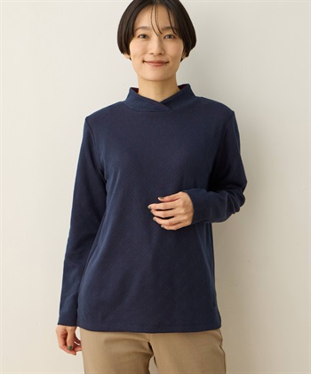 ショールカラープルオーバー(ネイビー-M)