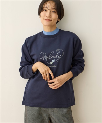 ロゴプリントプルオーバー(ネイビー-M)