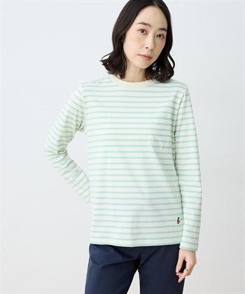 【chiyoさんコラボ】ロンドンマーチボーダープルオーバー【オーガニックコットンブレンド】(グリーン-M)