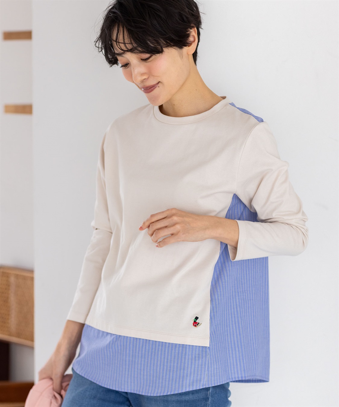 DECOY 【chiyoさんコラボ】ロンドンマーチストライプドッキングプルオーバー【オーガニックコットンブレンド】_main