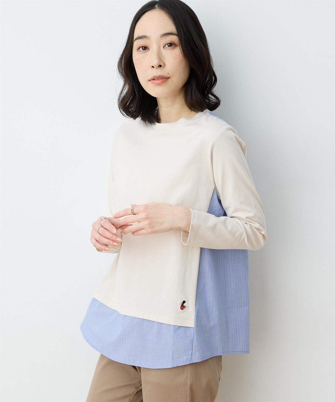 DECOY 【chiyoさんコラボ】ロンドンマーチストライプドッキングプルオーバー【オーガニックコットンブレンド】_variation_1