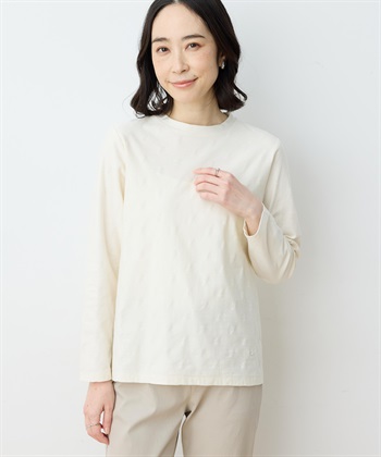 【chiyoさんコラボ】ロンドンマーチコイくんジャガードTシャツ【オーガニックコットンブレンド】(アイボリー-M)