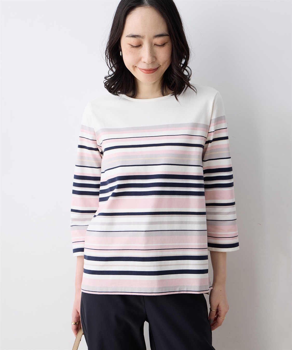 DECOY パネルボーダーＴシャツ【オーガニックコットンブレンド】_variation_1