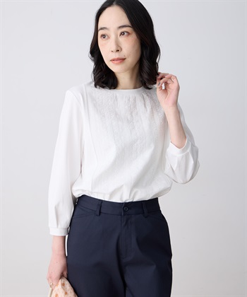 刺しゅうレースドッキングプルオーバー(ホワイト-M)