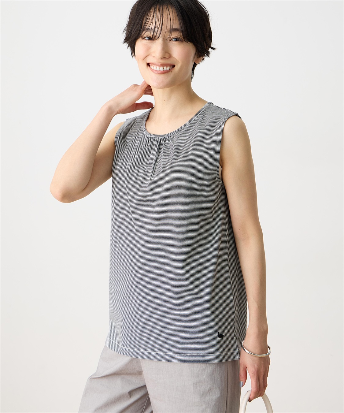 DECOY ボーダー・ドットタンクトップ【UVカット・接触冷感】【オーガニックコットン】_variation_1