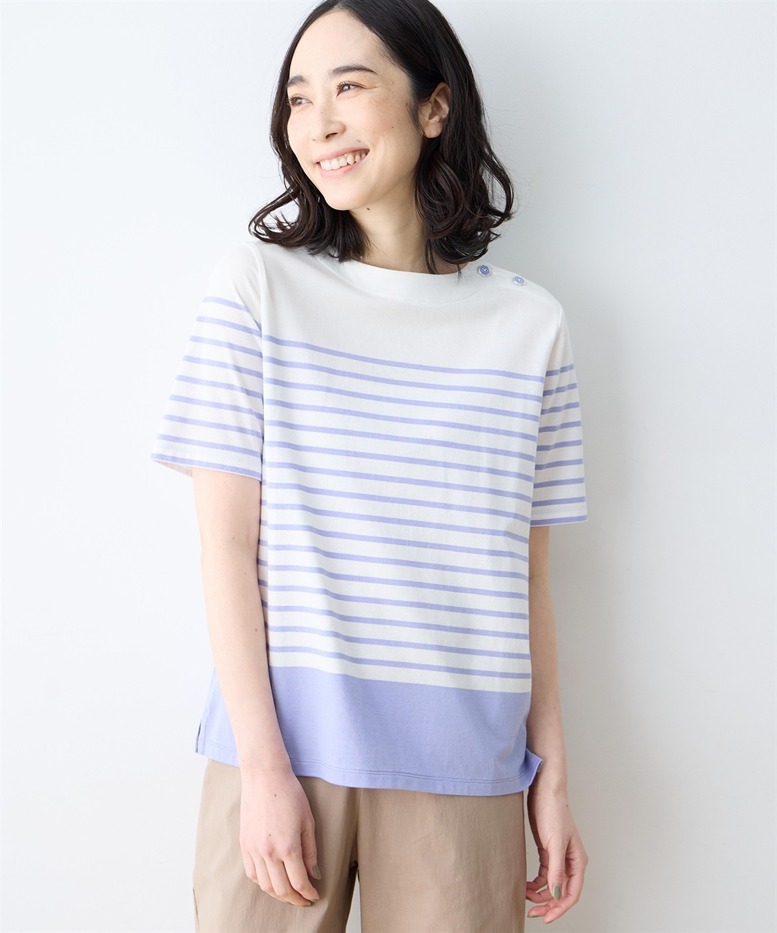 DECOY 【Liberty】リバティプリントパネルボーダープルオーバー【UVカット・接触冷感】【オーガニックコットン】_main