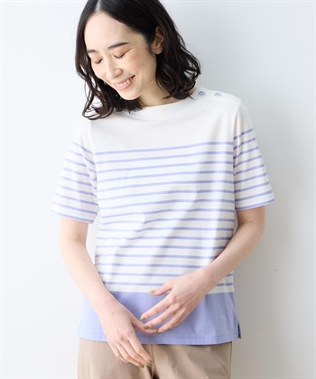 DECOY 【Liberty】リバティプリントパネルボーダープルオーバー【UVカット・接触冷感】【オーガニックコットン】_variationthumb_1