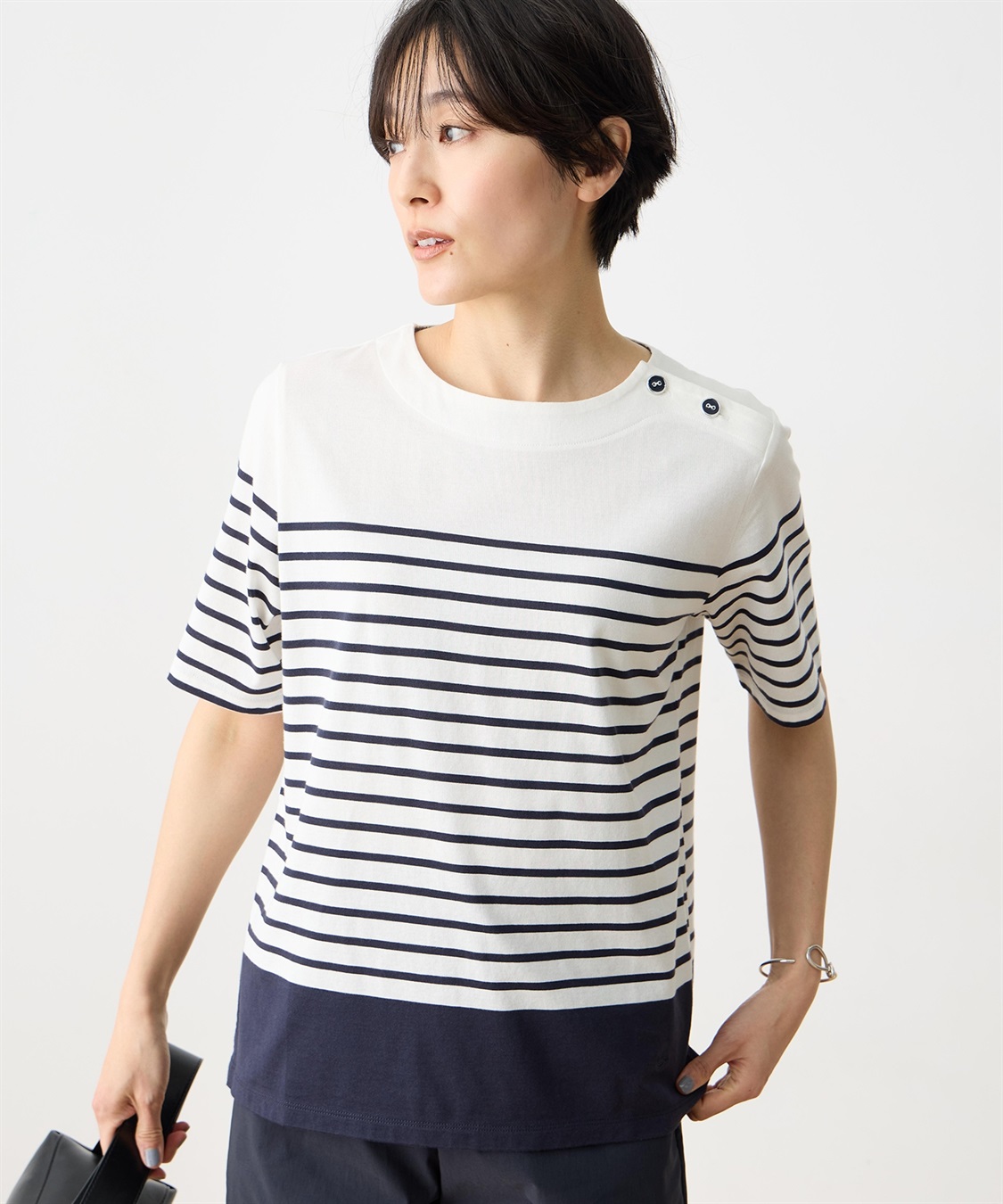 DECOY 【Liberty】リバティプリントパネルボーダープルオーバー【UVカット・接触冷感】【オーガニックコットン】_variation_2