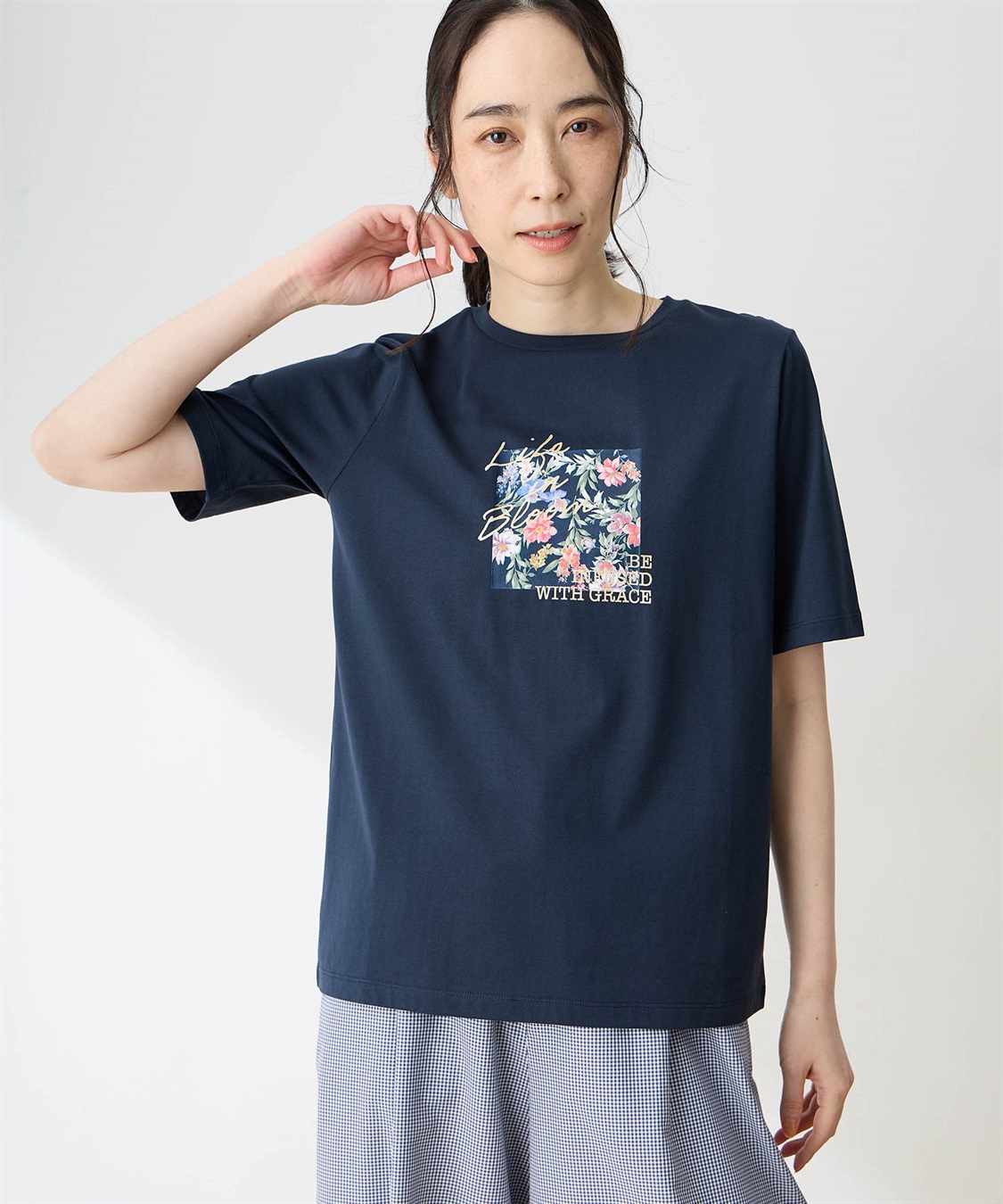 DECOY 【ひやさらコットン】フラワープリントTシャツ【綿100％・接触冷感・UVカット】_variation_3