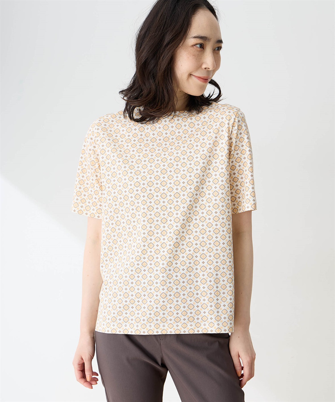 DECOY 【ひやさらコットン】小紋柄プリントTシャツ【綿100％・接触冷感・UVカット】_variation_1
