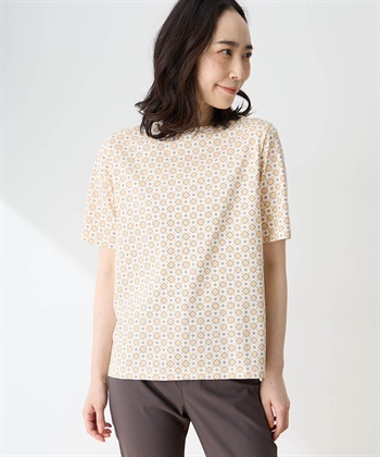 DECOY 【ひやさらコットン】小紋柄プリントTシャツ【綿100％・接触冷感・UVカット】_variationthumb_1