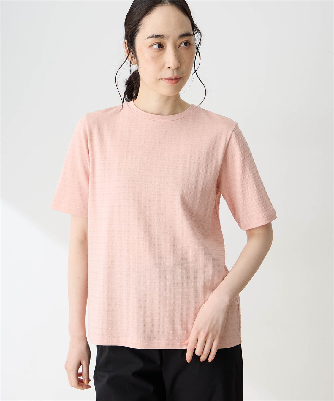 DECOY 【ひやさらコットン】ジャガードチュニックTシャツ【綿100％・接触冷感・UVカット】_variation_2