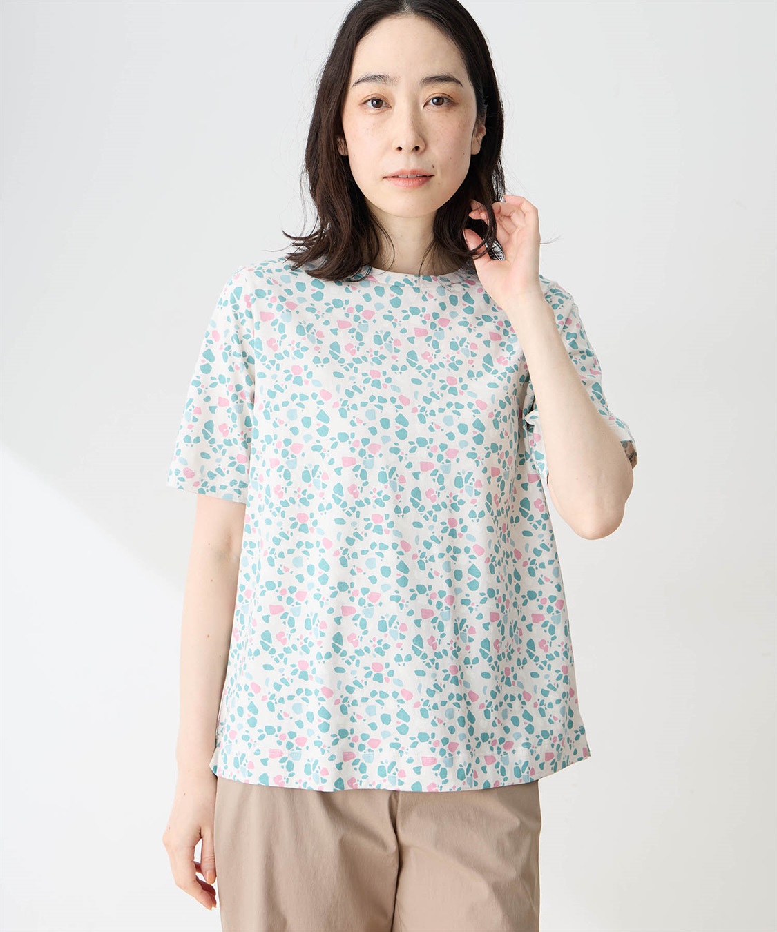 DECOY 【in Bloomコラボ】ひやさら総柄Tシャツ【冷感】【UVカット】【ひやさや・UVカット・オーガニックコットン】_variation_2
