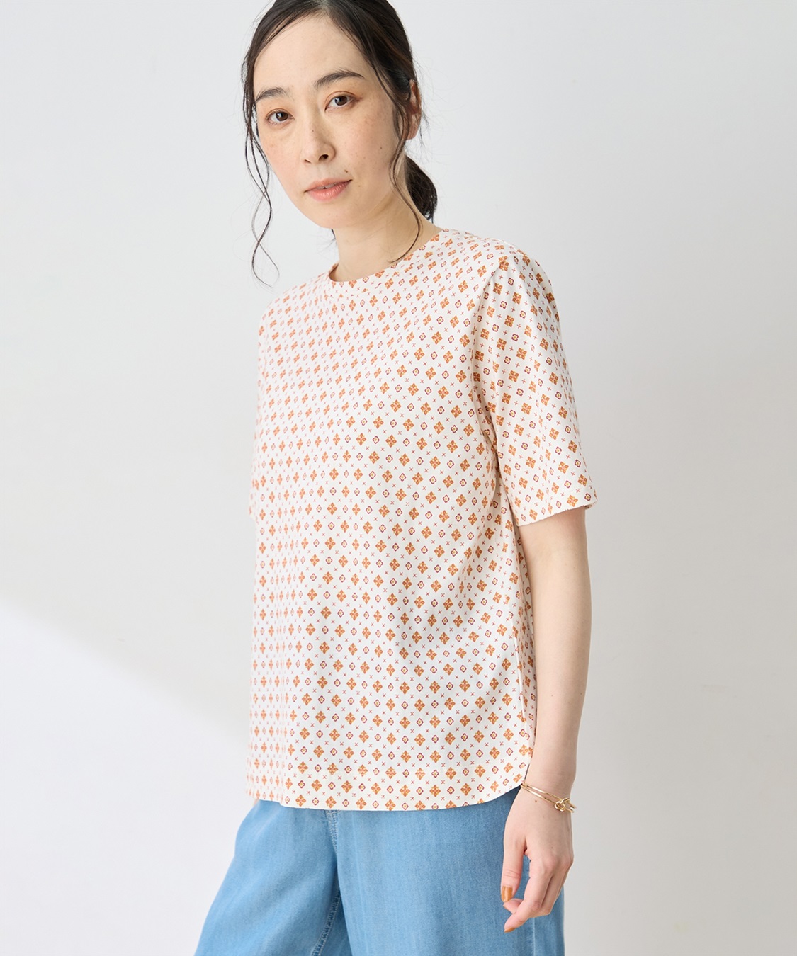 DECOY 【ひやさらコットン】総柄プリントTシャツ【綿100％・接触冷感・UVカット】_main
