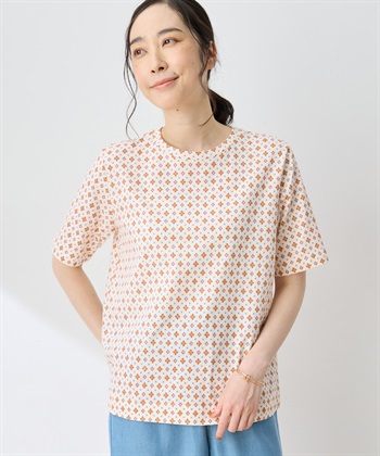 DECOY 【ひやさらコットン】総柄プリントTシャツ【綿100％・接触冷感・UVカット】_variationthumb_1