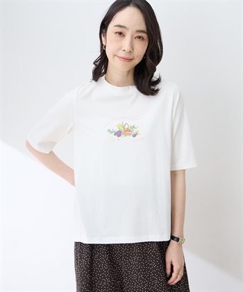 DECOY 【ひやさらコットン】モックネックベジタブルプリント5分袖Tシャツ【綿100％・接触冷感・UVカット】_variationthumb_1