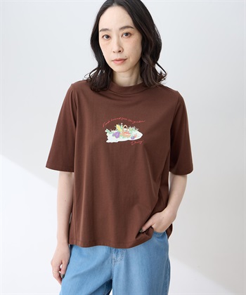 DECOY 【ひやさらコットン】モックネックベジタブルプリント5分袖Tシャツ【綿100％・接触冷感・UVカット】_variationthumb_2