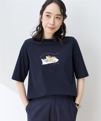 DECOY 【ひやさらコットン】モックネックベジタブルプリント5分袖Tシャツ【綿100％・接触冷感・UVカット】_variationthumb_3