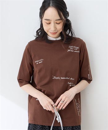 DECOY 【ひやさらコットン】メッセージプリントバックタック6分袖Tシャツ【綿100％・接触冷感・UVカット】_variationthumb_2