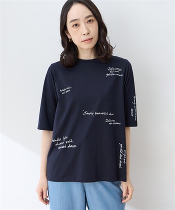 DECOY 【ひやさらコットン】メッセージプリントバックタック6分袖Tシャツ【綿100％・接触冷感・UVカット】_variationthumb_3