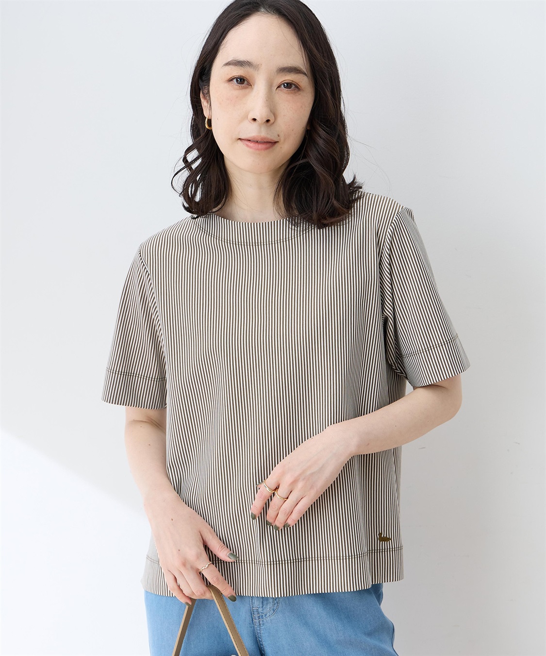 DECOY トリコットストライプ5分袖Tシャツ【接触冷感・UVカット】_variation_3