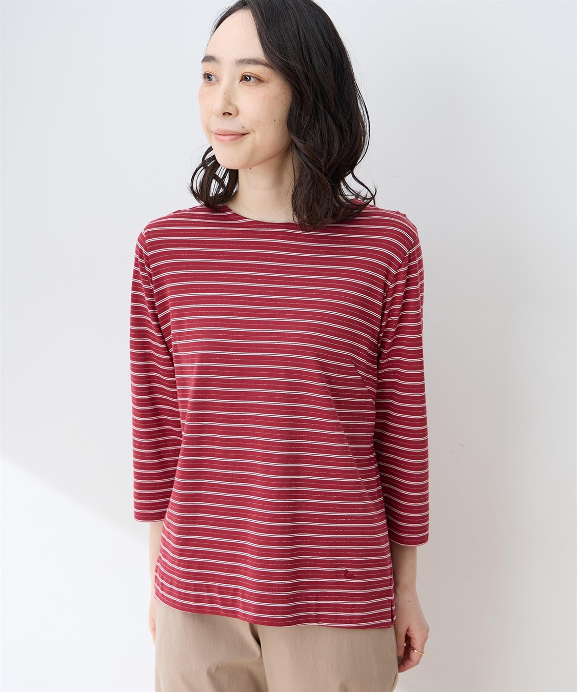 DECOY ラメボーダー7分袖Tシャツ_main