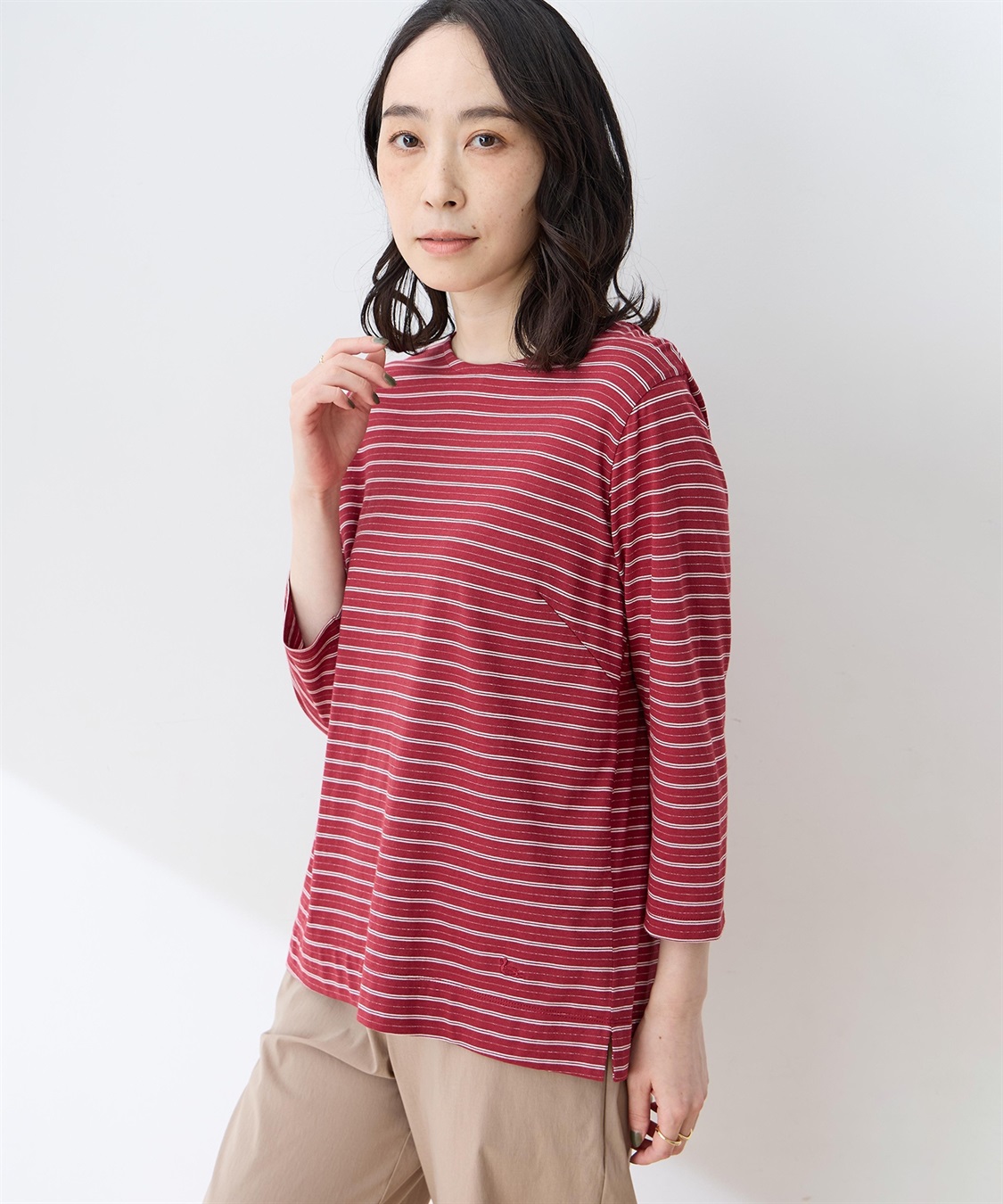 DECOY ラメボーダー7分袖Tシャツ_variation_1