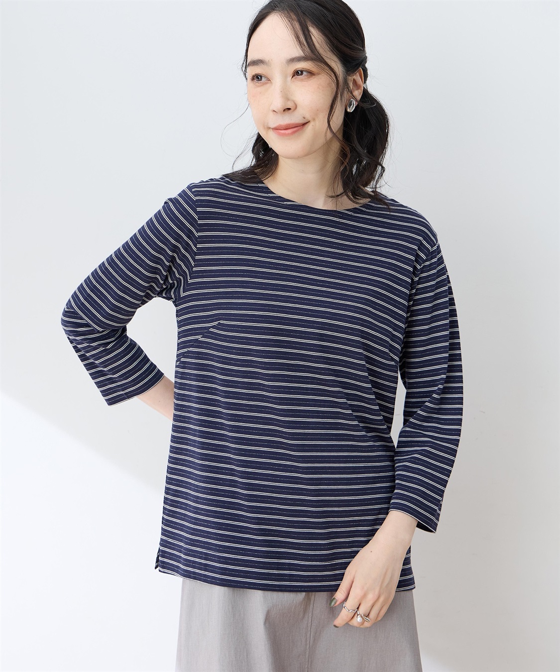 DECOY ラメボーダー7分袖Tシャツ_variation_2