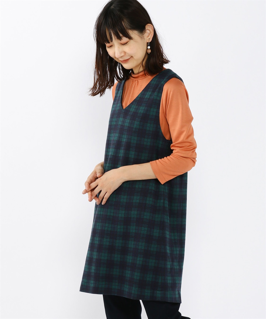 DECOY チェックジャガードジャンパードレス_main