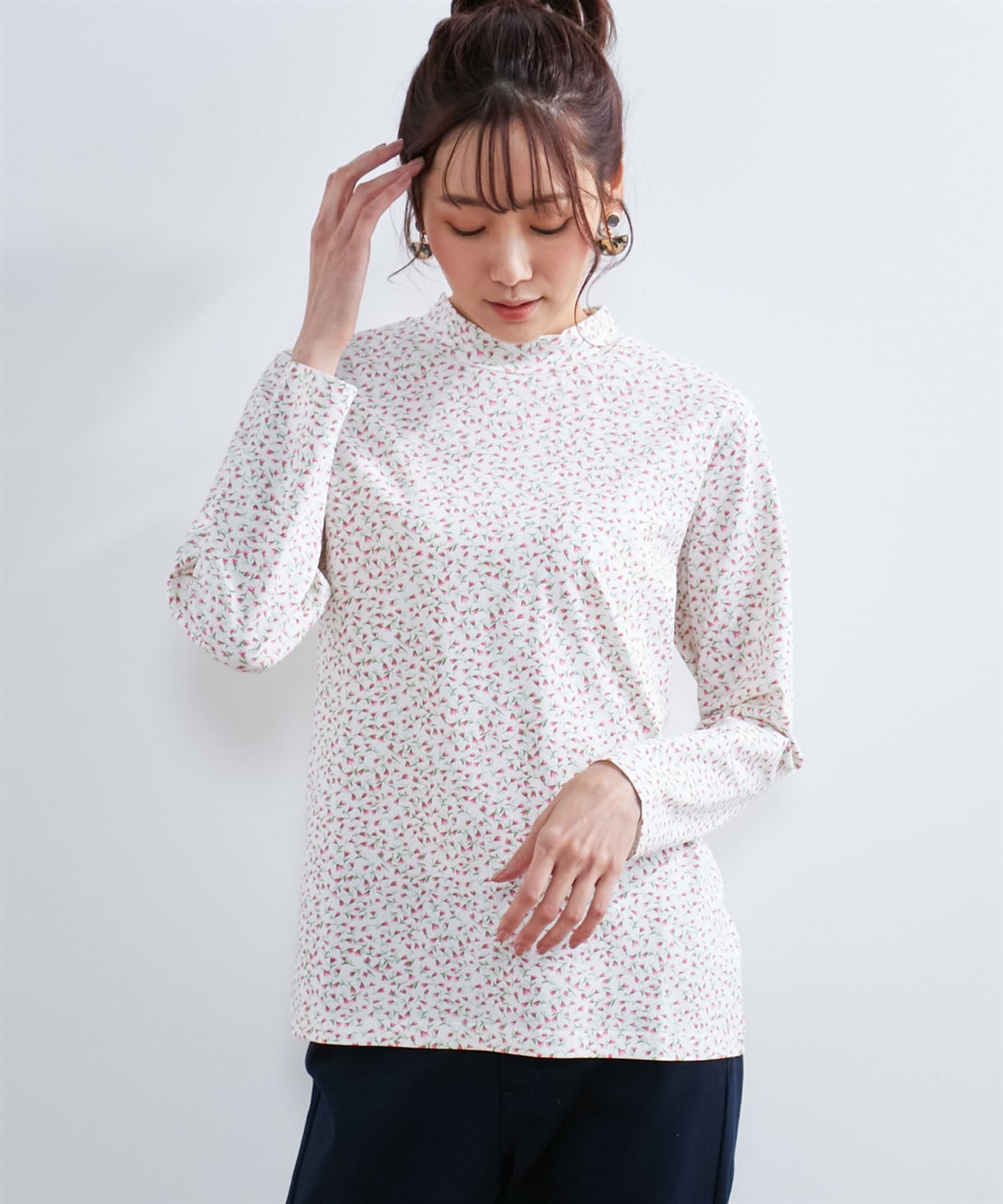 DECOY オーガニックコットンハイネックプリントプルオーバー_variation_1