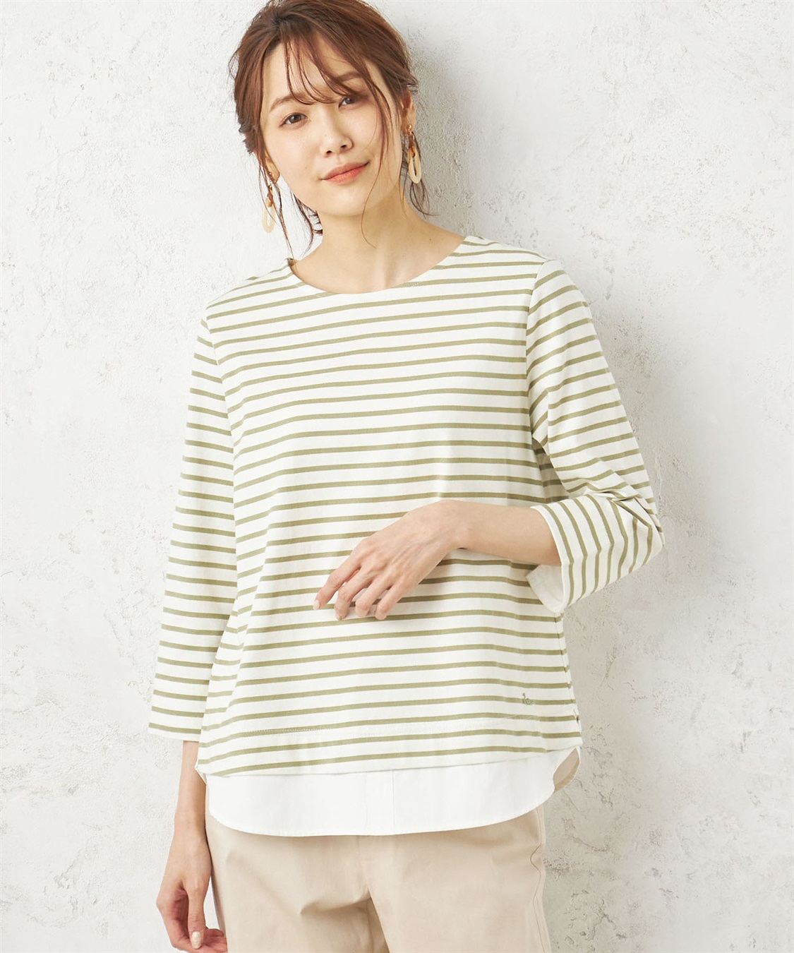 DECOY オーガニックコットンフェイクレイヤードボーダーチュニック_variation_1