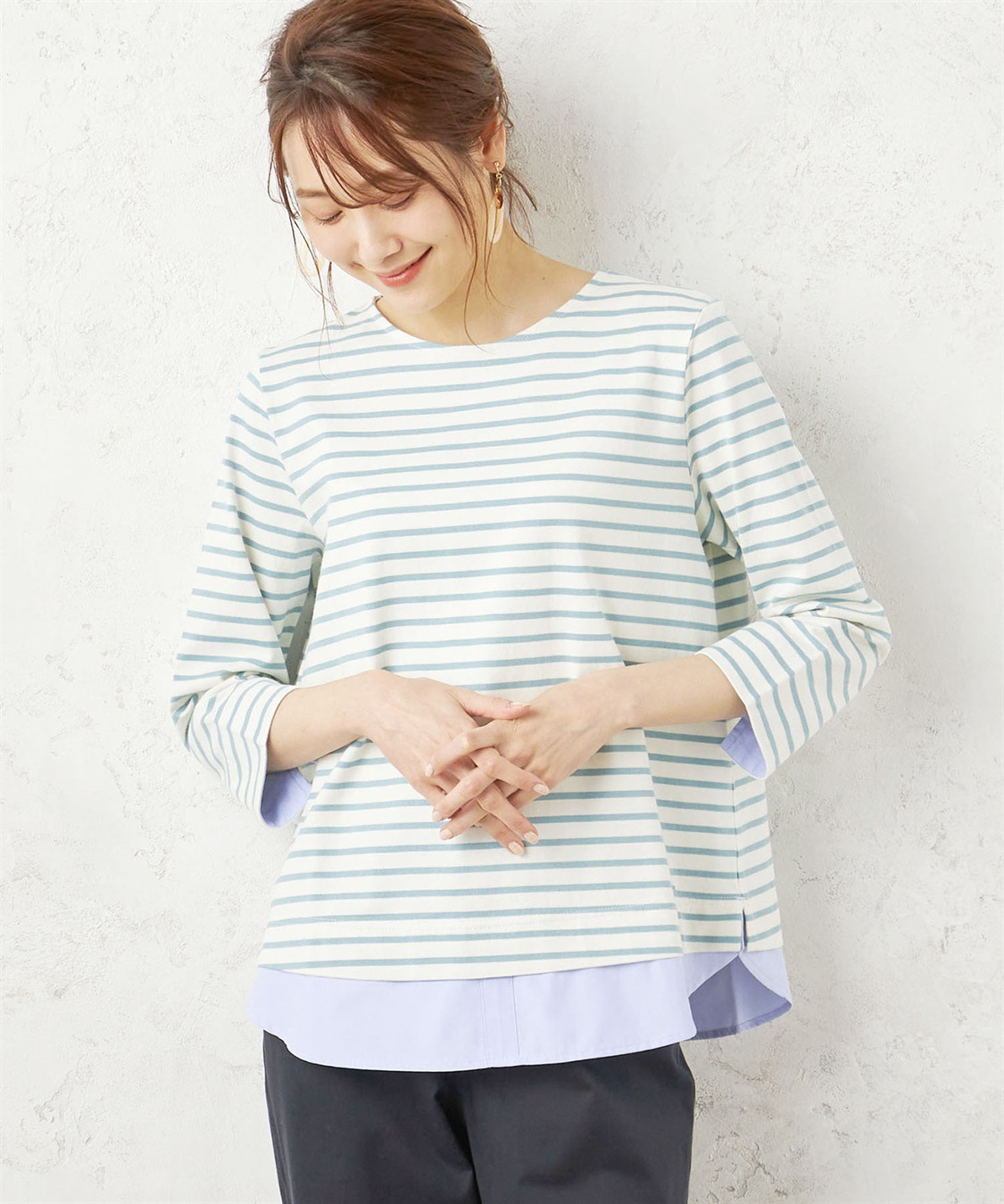 DECOY オーガニックコットンフェイクレイヤードボーダーチュニック_variation_2