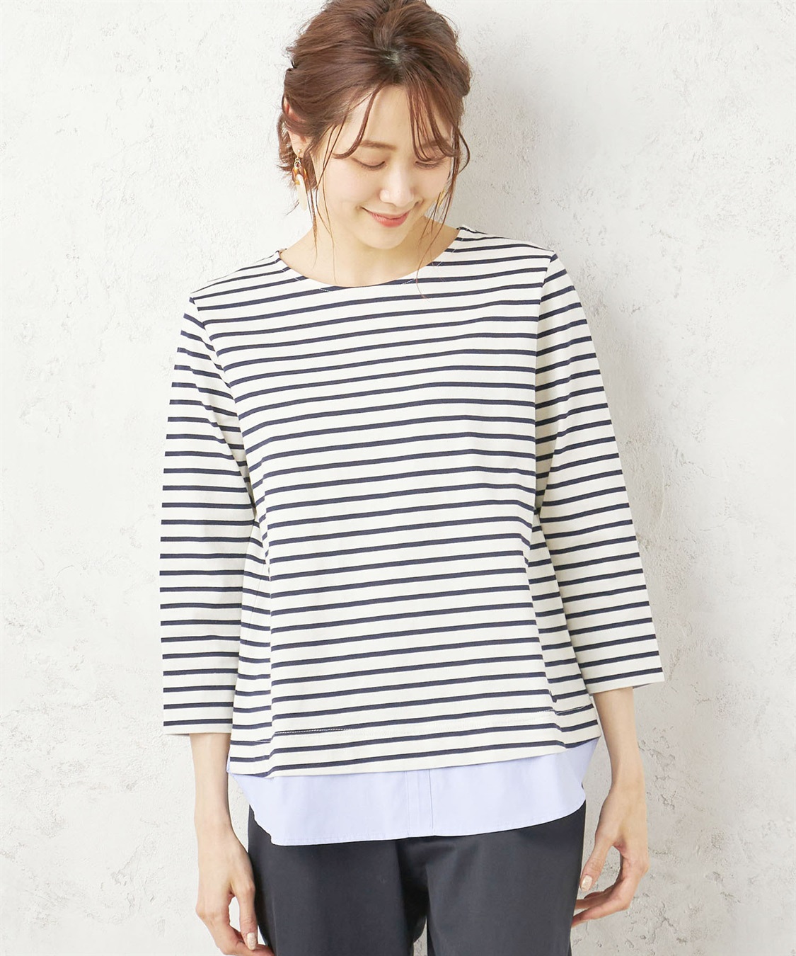 DECOY オーガニックコットンフェイクレイヤードボーダーチュニック_variation_3