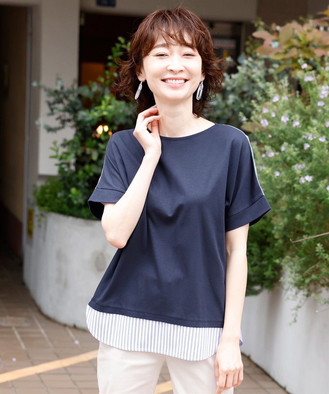 DECOY 【接触冷感】ストライプ切り替えプルオーバー_variation_3