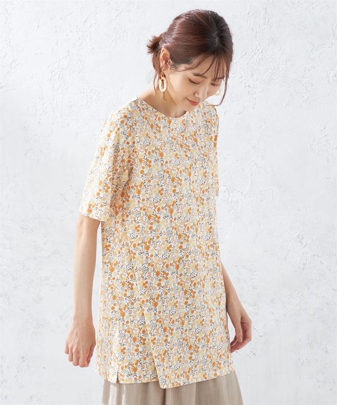 接触冷感】フラワープリントチュニック DECOY｜クロスプラス公式通販サイト