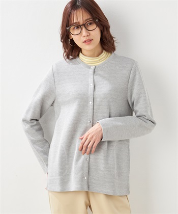 ◆美品 23AW ATTACHMENT ダブルフェイスカラーレスカーディガン ATTACHMENT カーディガン コットンダブルフェイス カラーレス