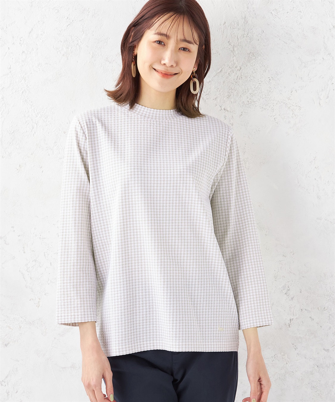 DECOY ギンガムサッカーハイネックプルオーバー_variation_1