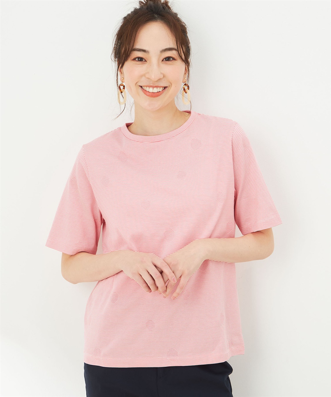 45R 45rpm オーガニックコットン ハイネックTシャツ カットソー　白 45R 45rpm オーガニックコットン ハイネックTシャツ カットソー 白