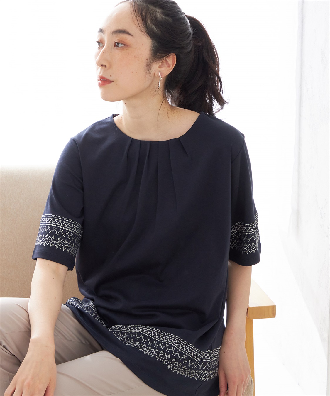 接触冷感】ひやさら刺繍チュニック DECOY｜クロスプラス公式通販