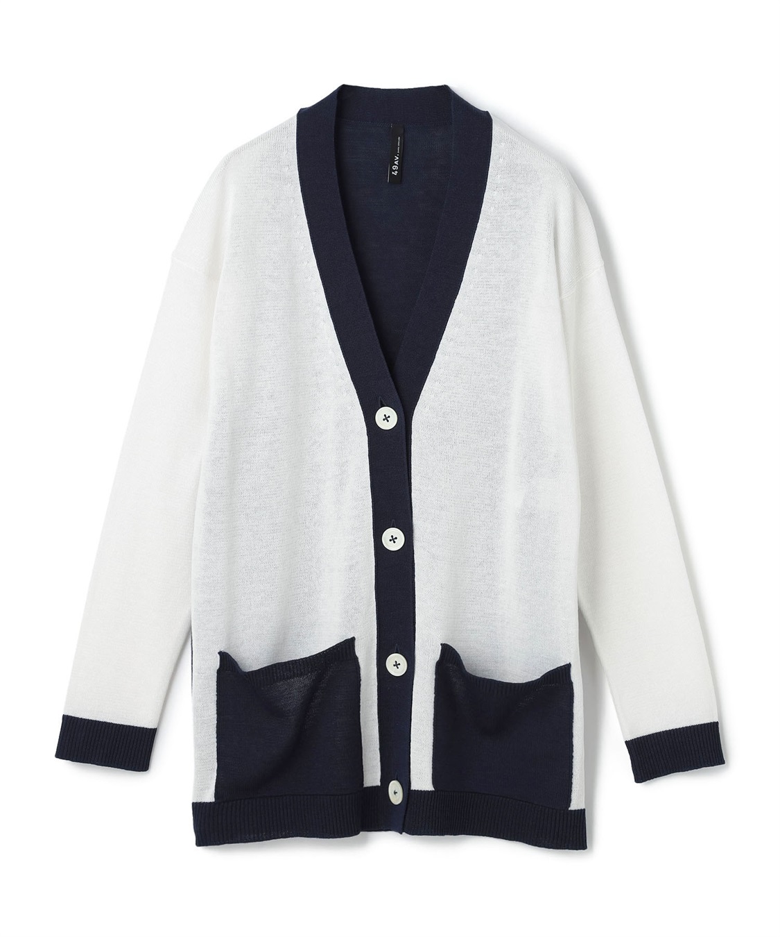 FAMILY SALE】【WEB限定】バイカラーVネックニットカーディガン 49AV 
