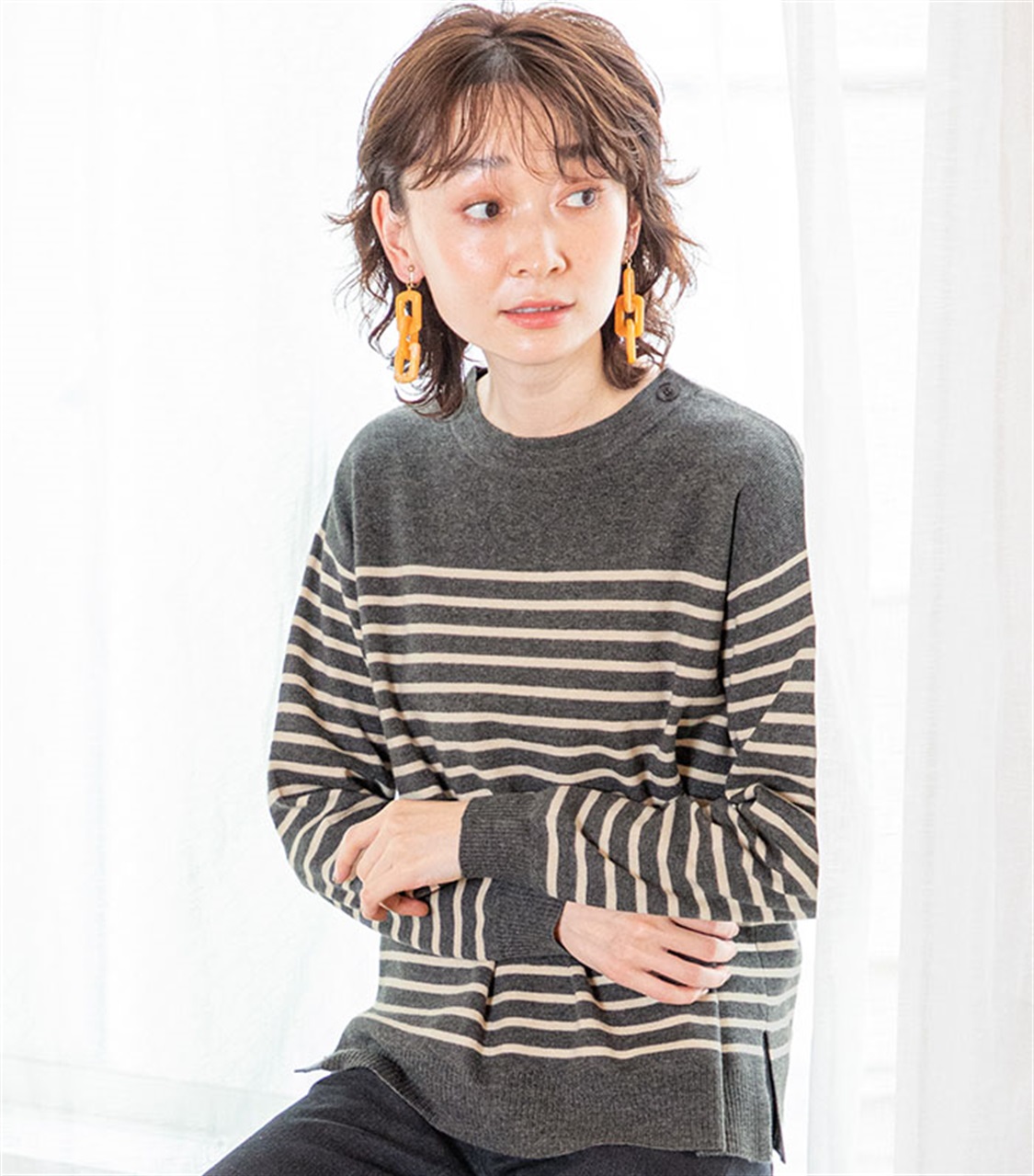 DECOY ミラノリブボーダープルオーバー_variation_1