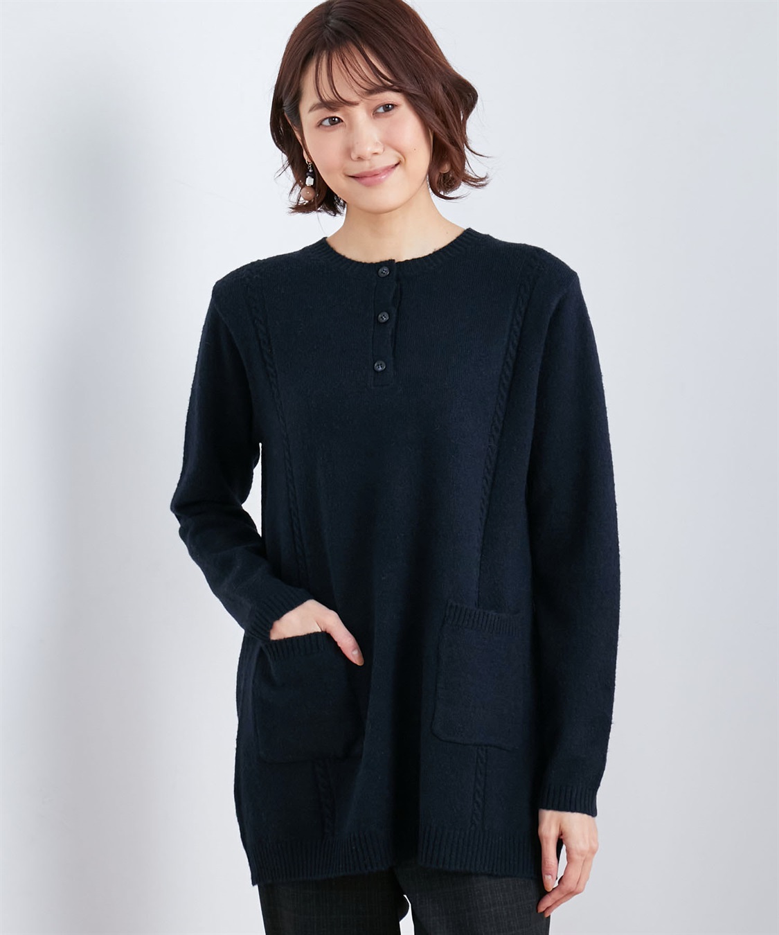 DECOY ハンドウォッシャブルケーブル編みニットチュニック_variation_3