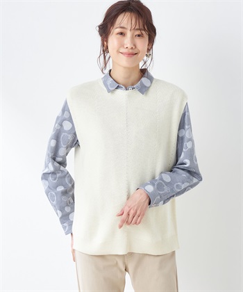 ビアズリー　ニットベスト バックボタン バックボタンベスト DECOY｜クロスプラス公式通販サイト