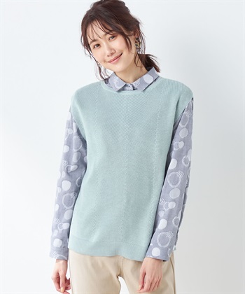 ビアズリー　ニットベスト バックボタン バックボタンサイドスリットニットベスト 201841 | coto.meki