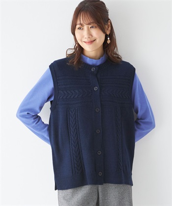 DECOY ケーブル編み前ボタンベスト_variationthumb_2