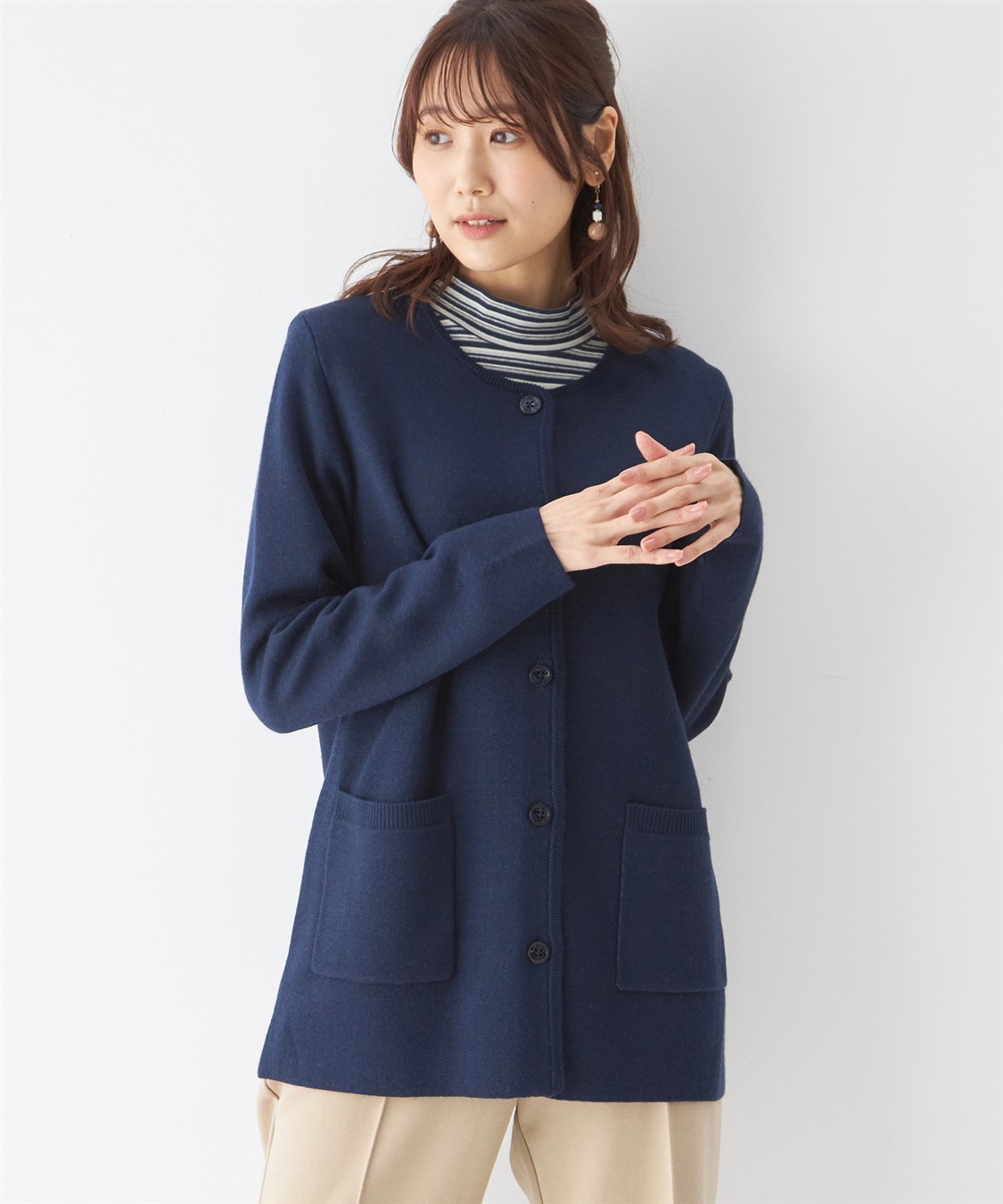 DECOY Wフェイスクルーネックカーディガン_variation_3